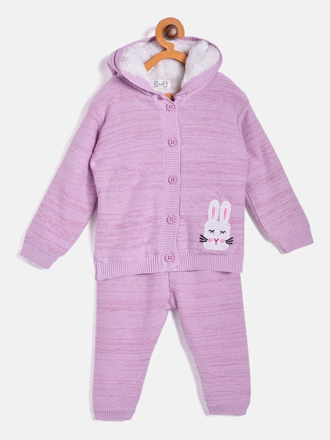 

JWAAQ Girls Embroidered Hooded Long Sleeves Sweater with Joggers, Lavender