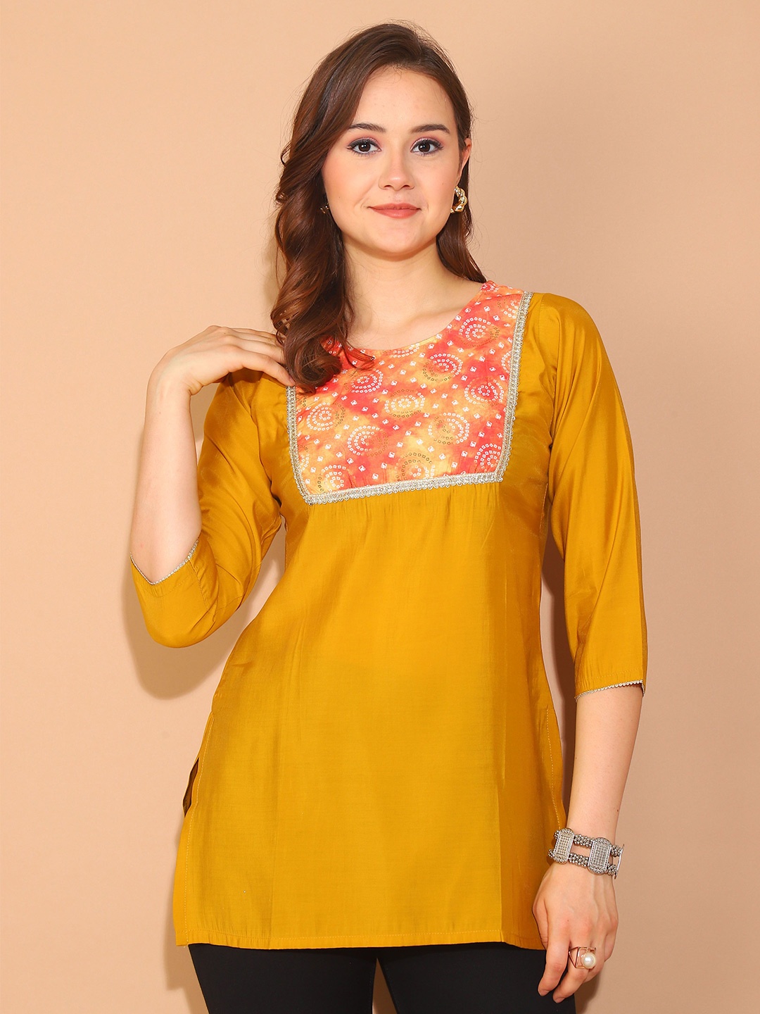 

Rajnandini Printed Tunic, Yellow