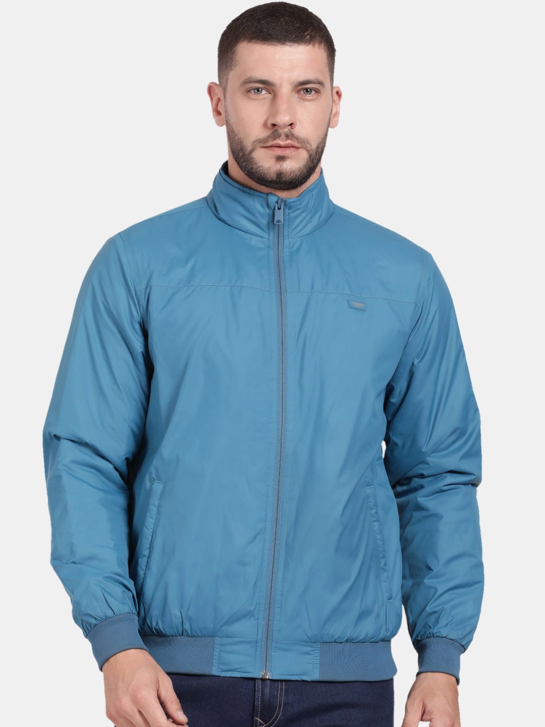 

t-base Men Windcheater Longline Open Front Jacket, Blue