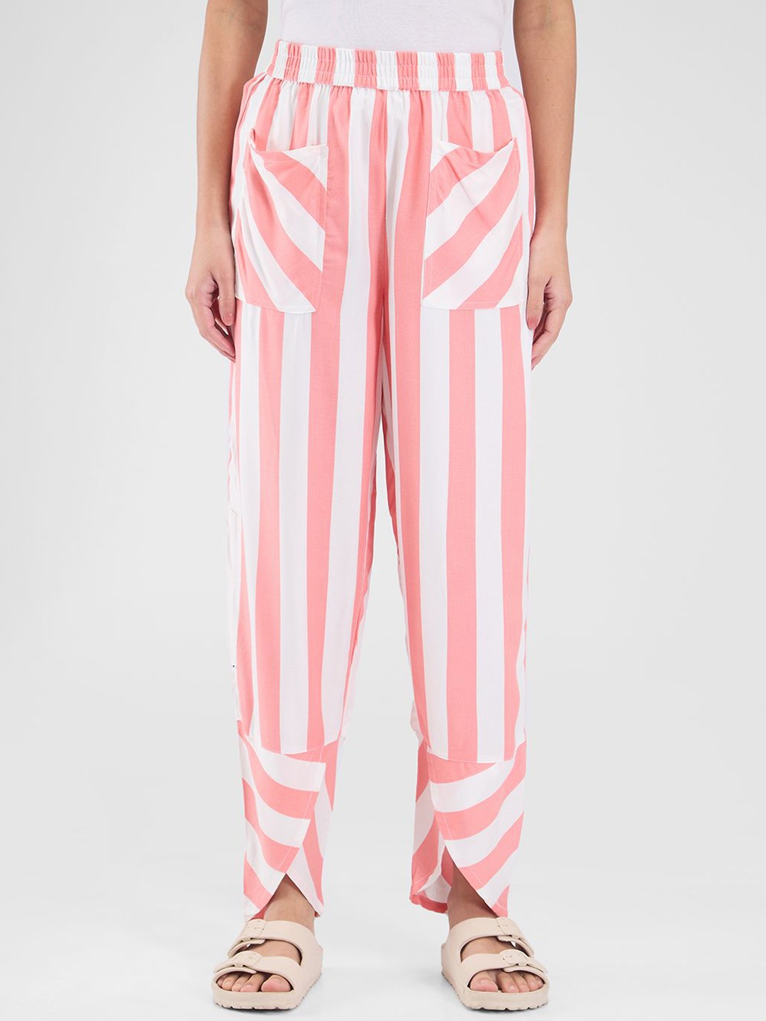 

Mystere Paris Striped Straight Lounge Pants, Pink