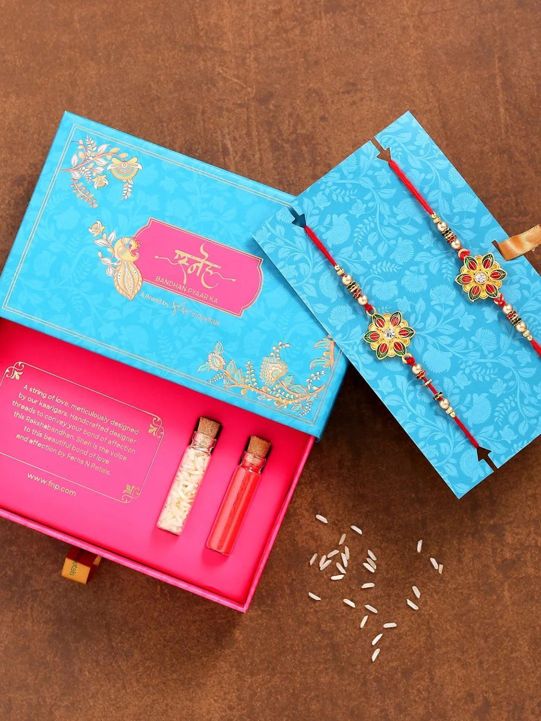 

fnp Antique Meenakari Set of 2 Rakhi Kids Collection, Gold