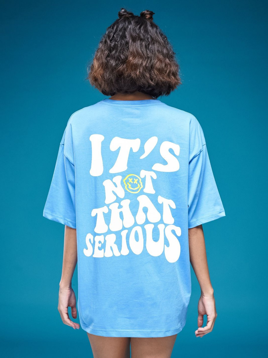 

SMARTEES Women Typography Printed Raw Edge T-shirt, Blue