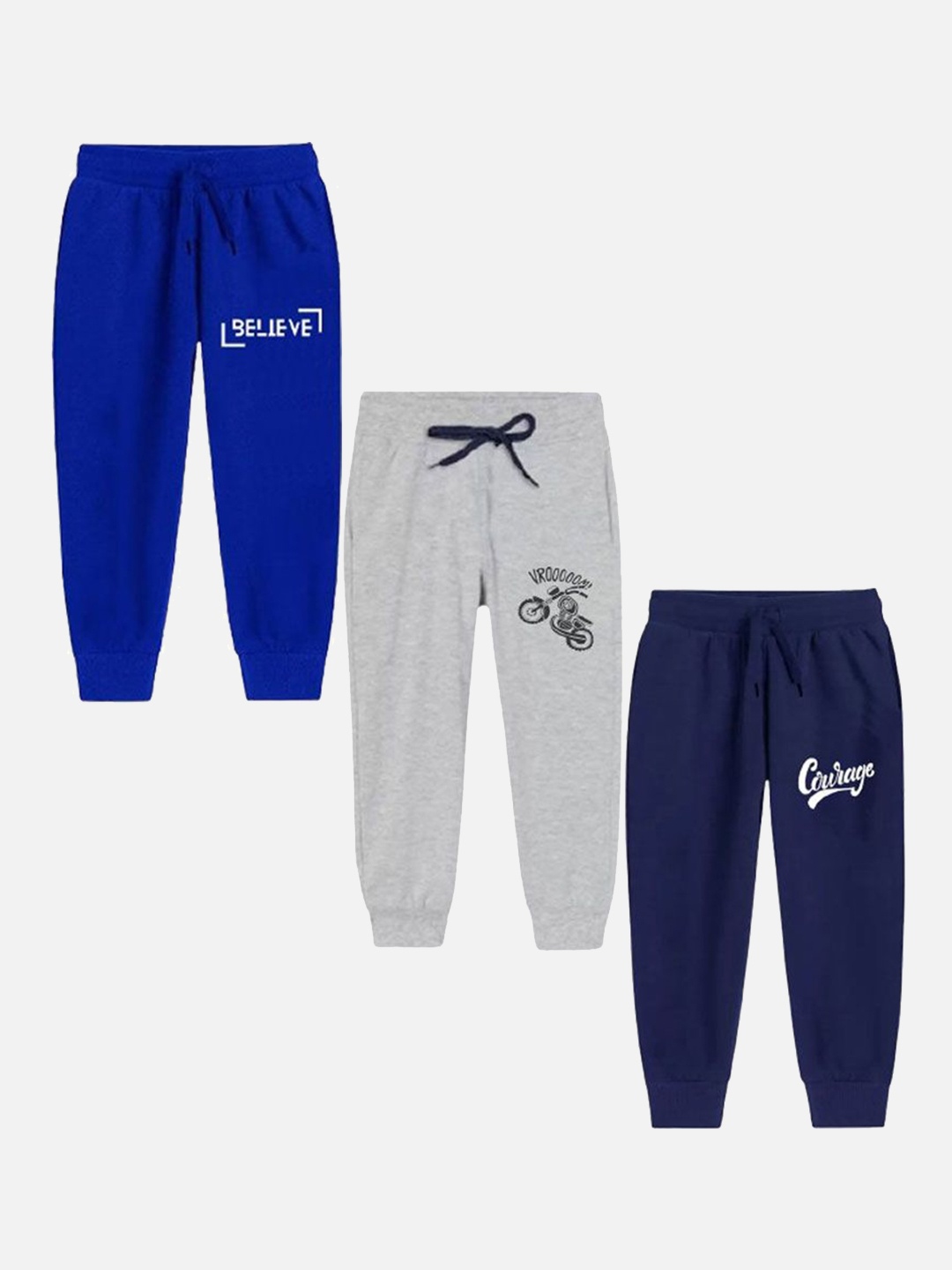 

BAESD Boys Pack Of 3 Pure Cotton Mid Rise Joggers, Blue