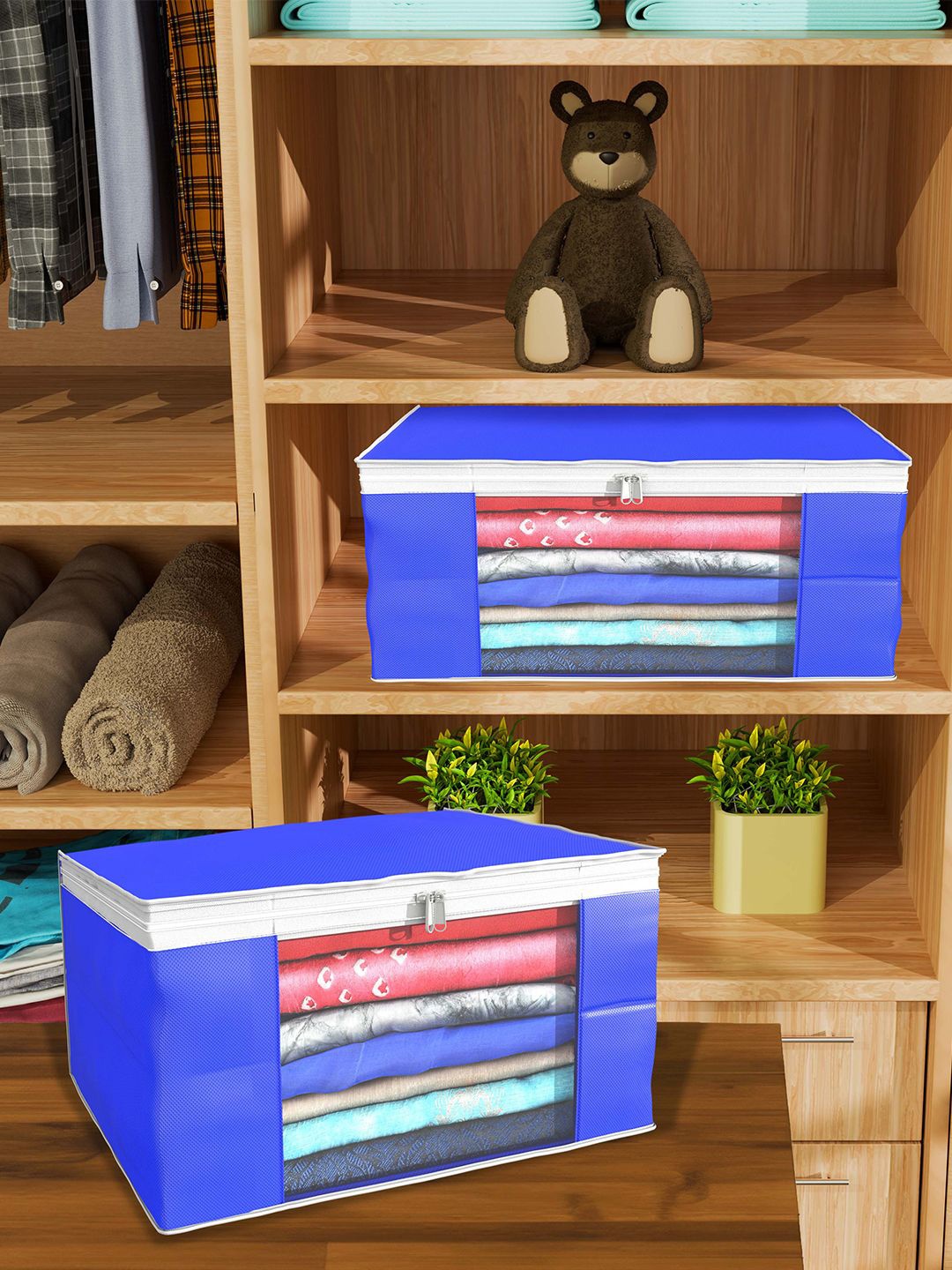 

Kuber Industries Blue & White 4 Pieces Drawer Organisers
