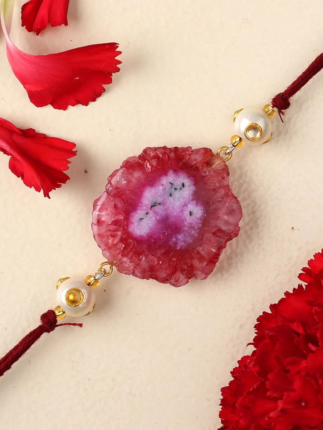 

fnp Pink Crystal Agate Rakhi Kids Collection, Red