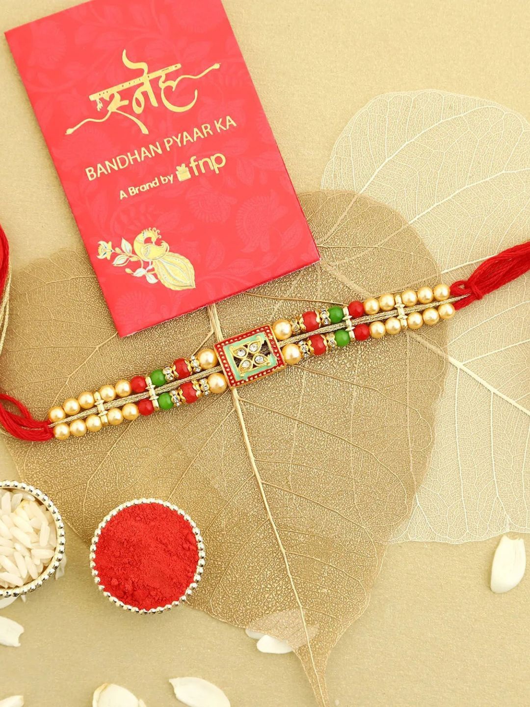 

fnp Heritage Charm Rakhi Traditional Kundan, Red
