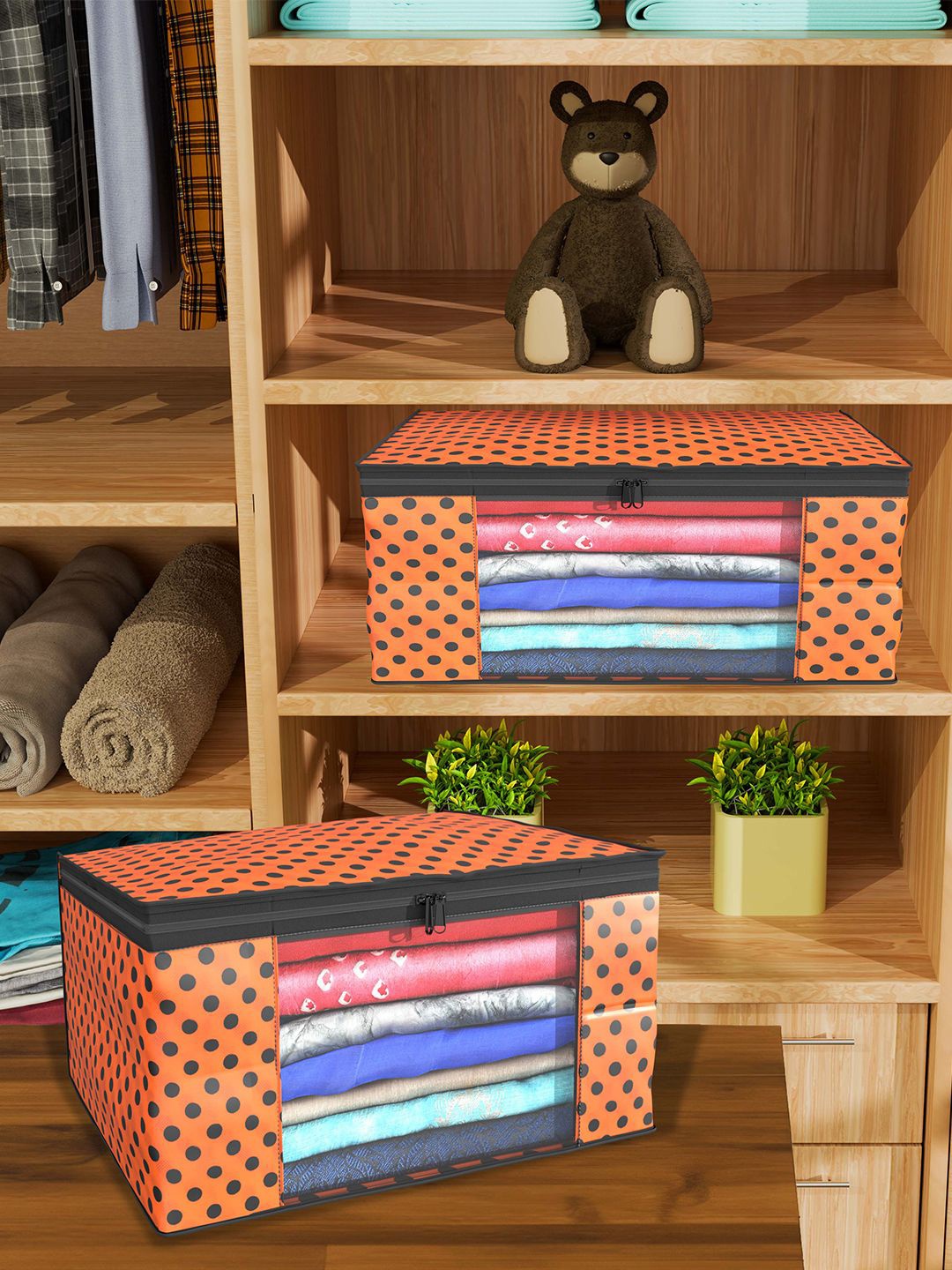 

Kuber Industries Orange & Black 24 Pieces Printed Drawer Organisers