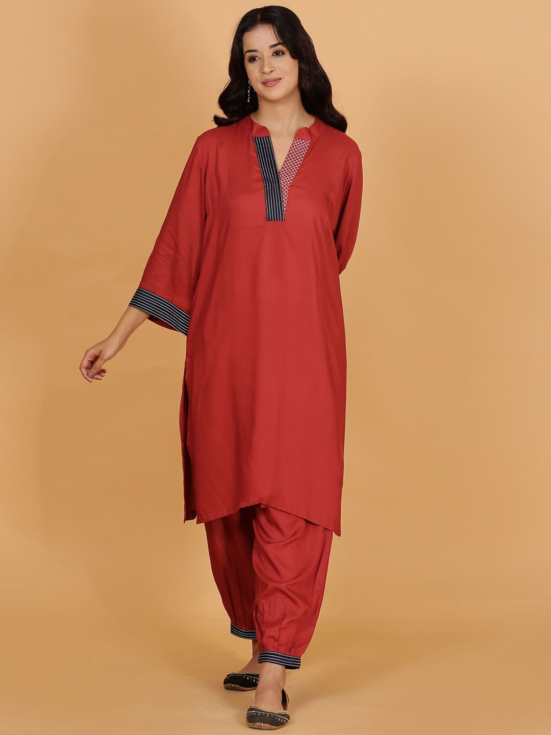

Spring Soul Women Regular Kurta with Harem Pants, Rust