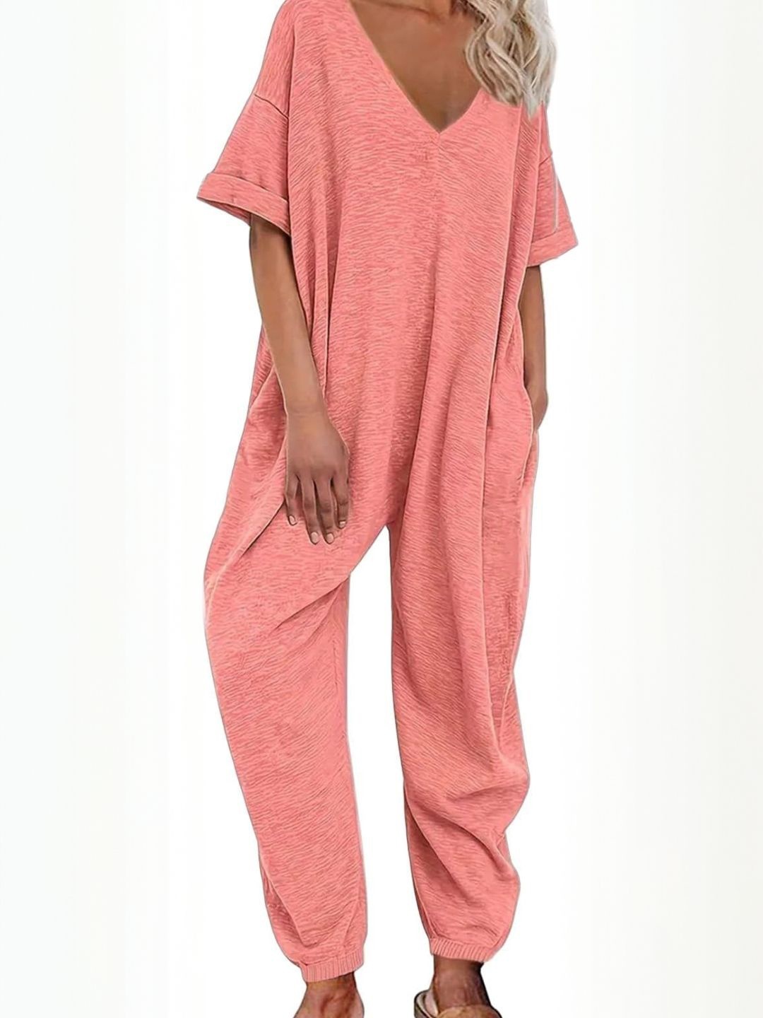 

Stylecast X KPOP Short Sleeve Basic Jumpsuit, Pink