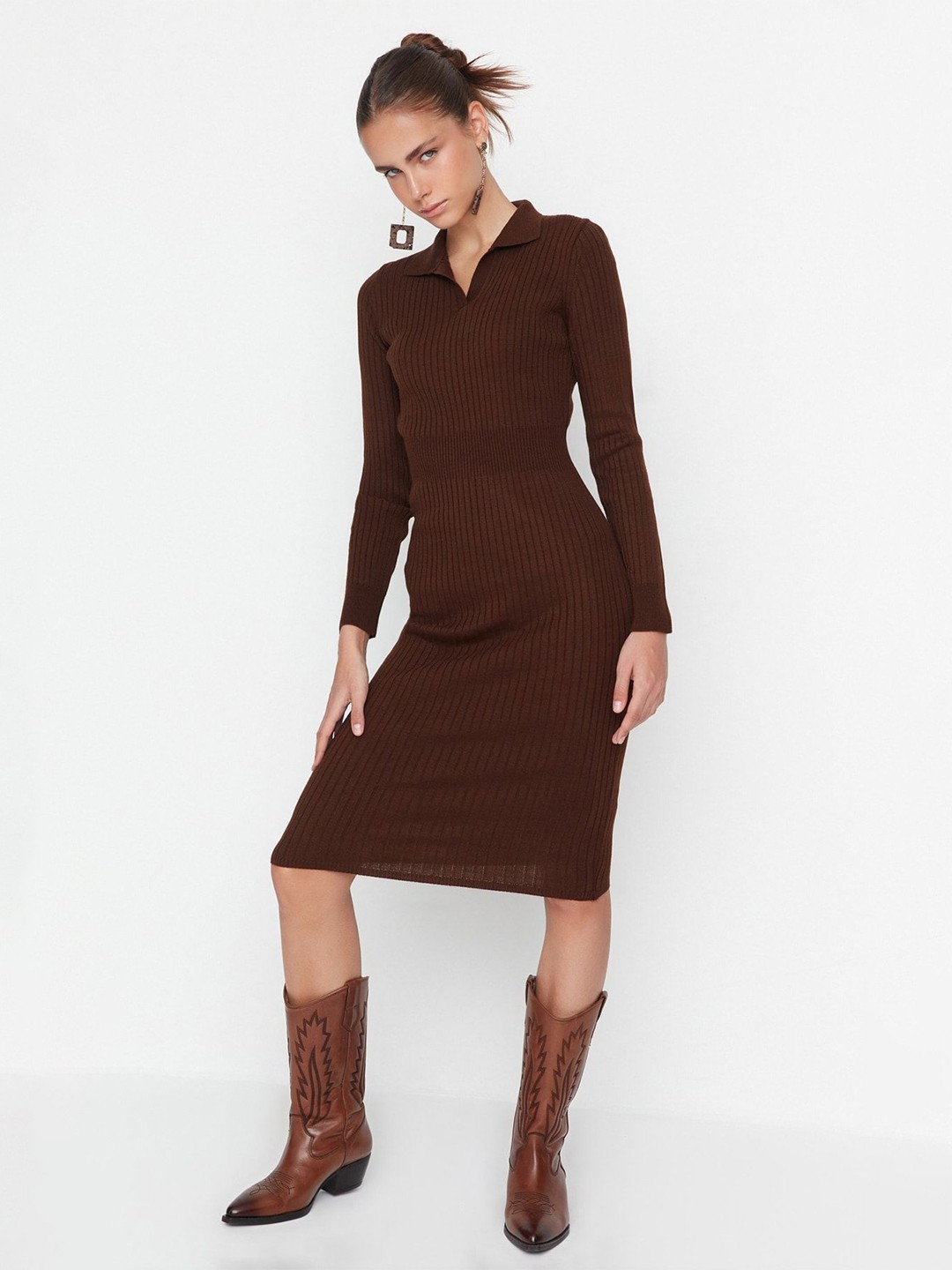 

Trendyol Striped Long Sleeves Sheath Dress, Na