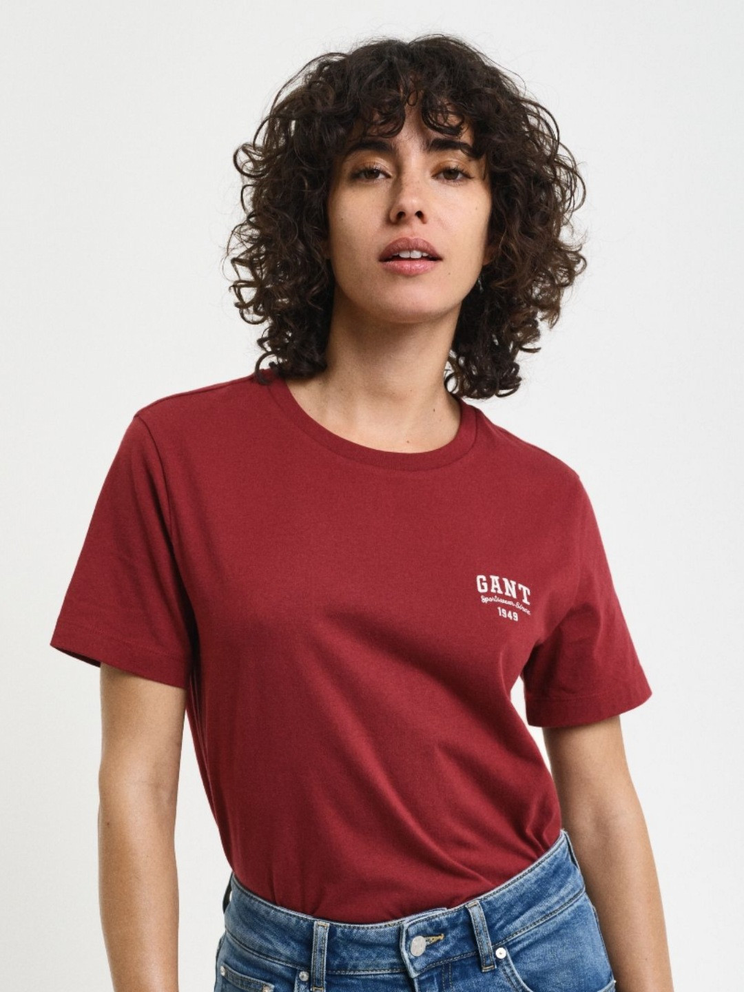 

GANT Women Organic Cotton Applique T-shirt, Red