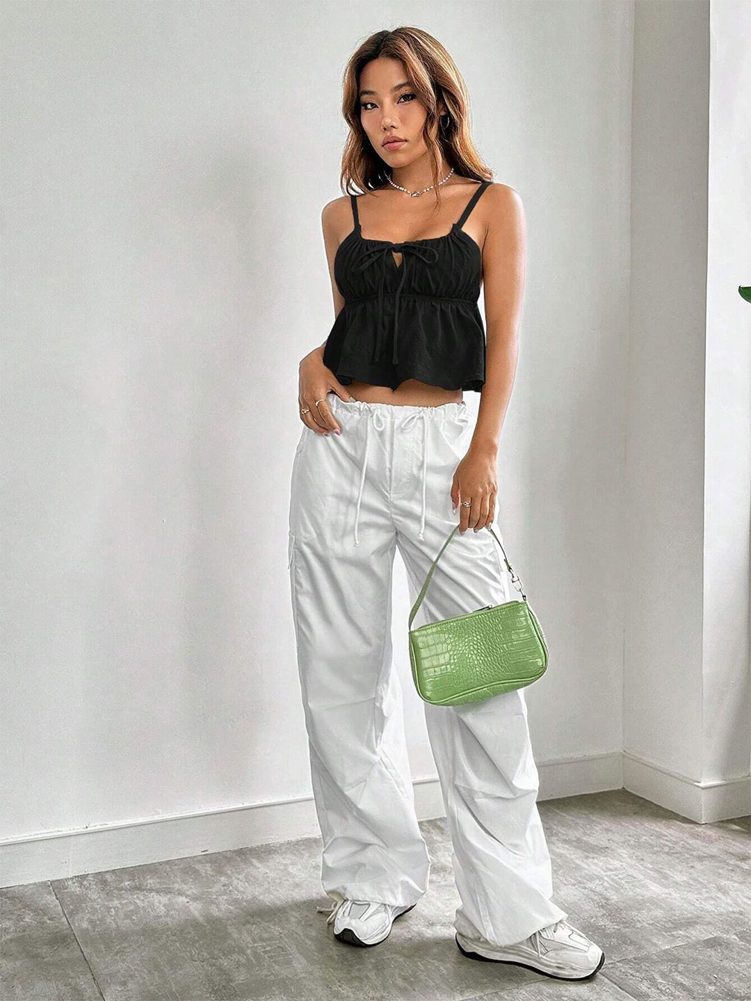 

JC Mode Women Solid Shoulder Straps Top, Black