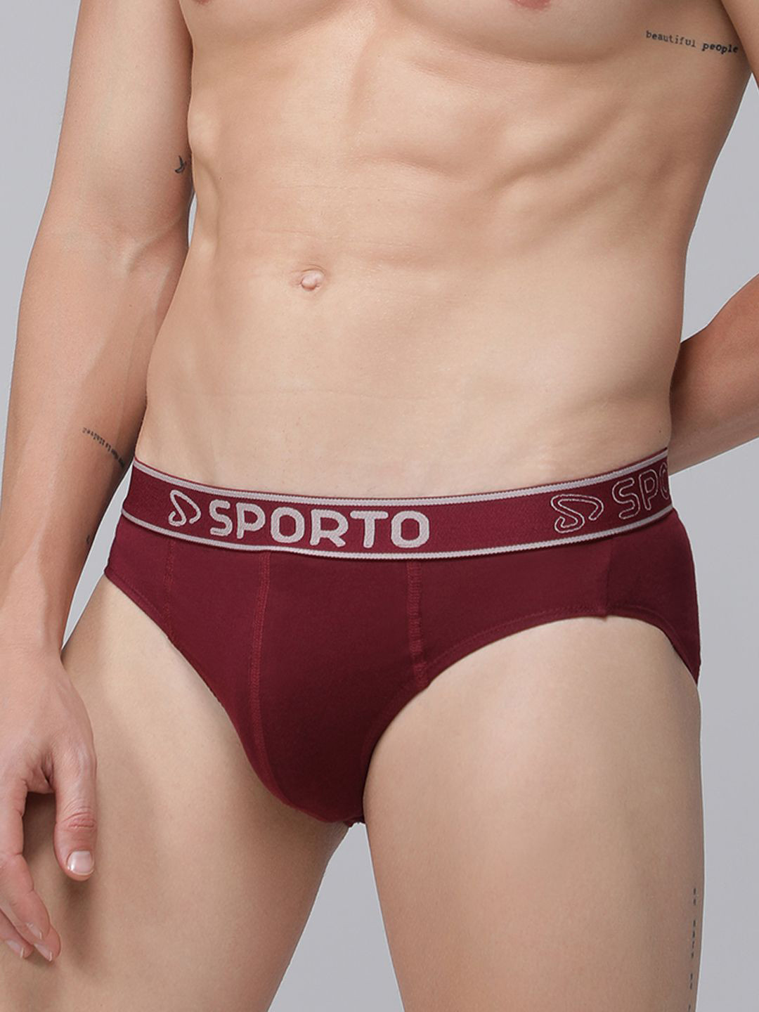 

SPORTO Cotton Mid-Rise Basic Briefs SP-BRI-M1010-MA-S-1PC, Maroon