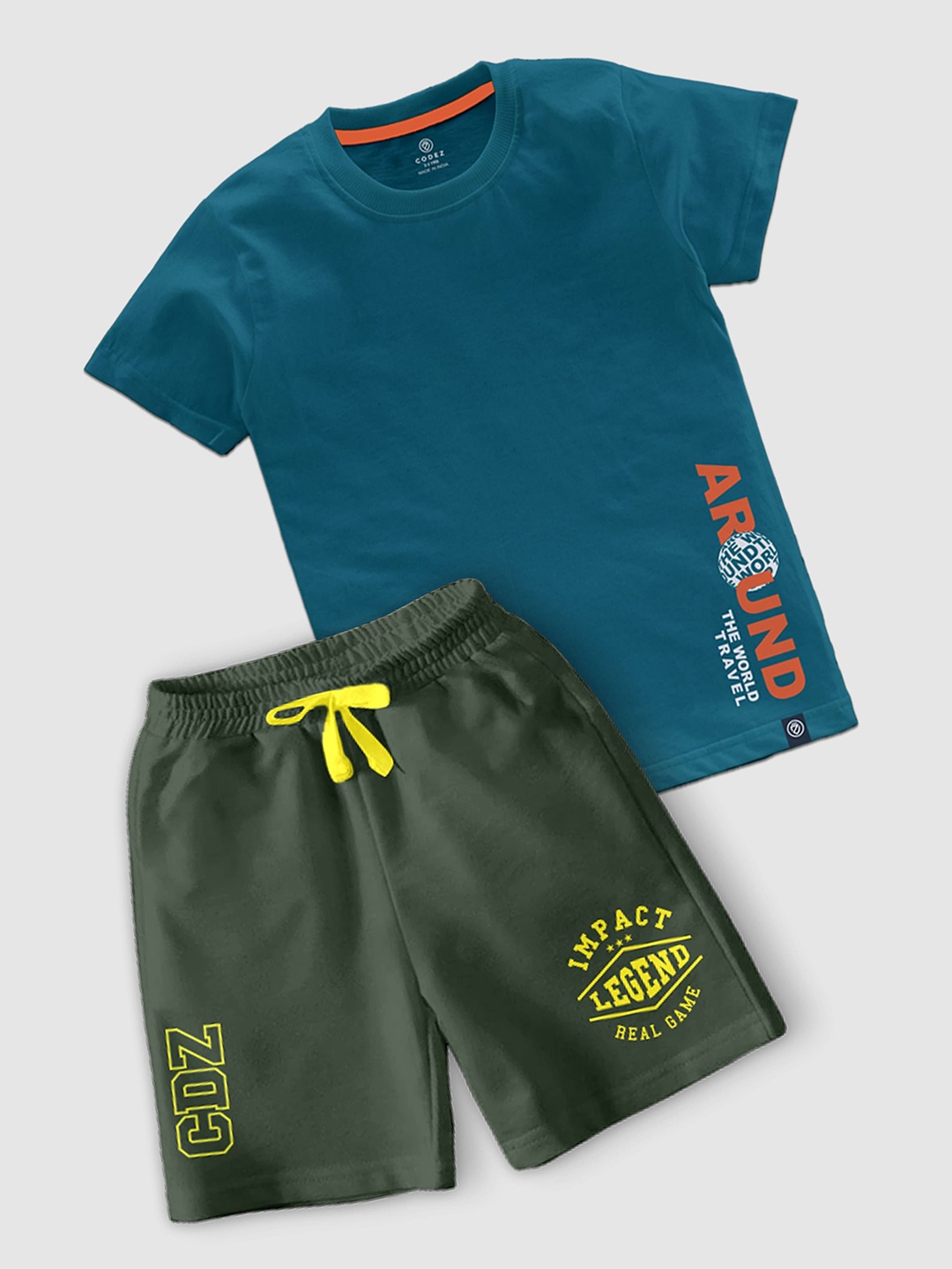 

CODEZ Boys Round Neck T-shirt with Shorts, Blue