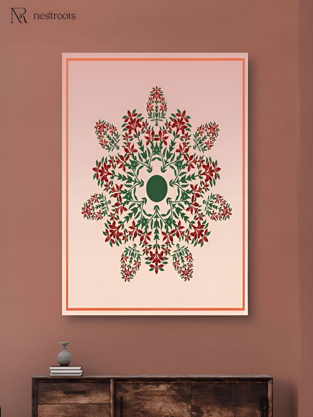 

nestroots Beige & Green 1 Piece Canvas Floral and Botanical Wall Paintings