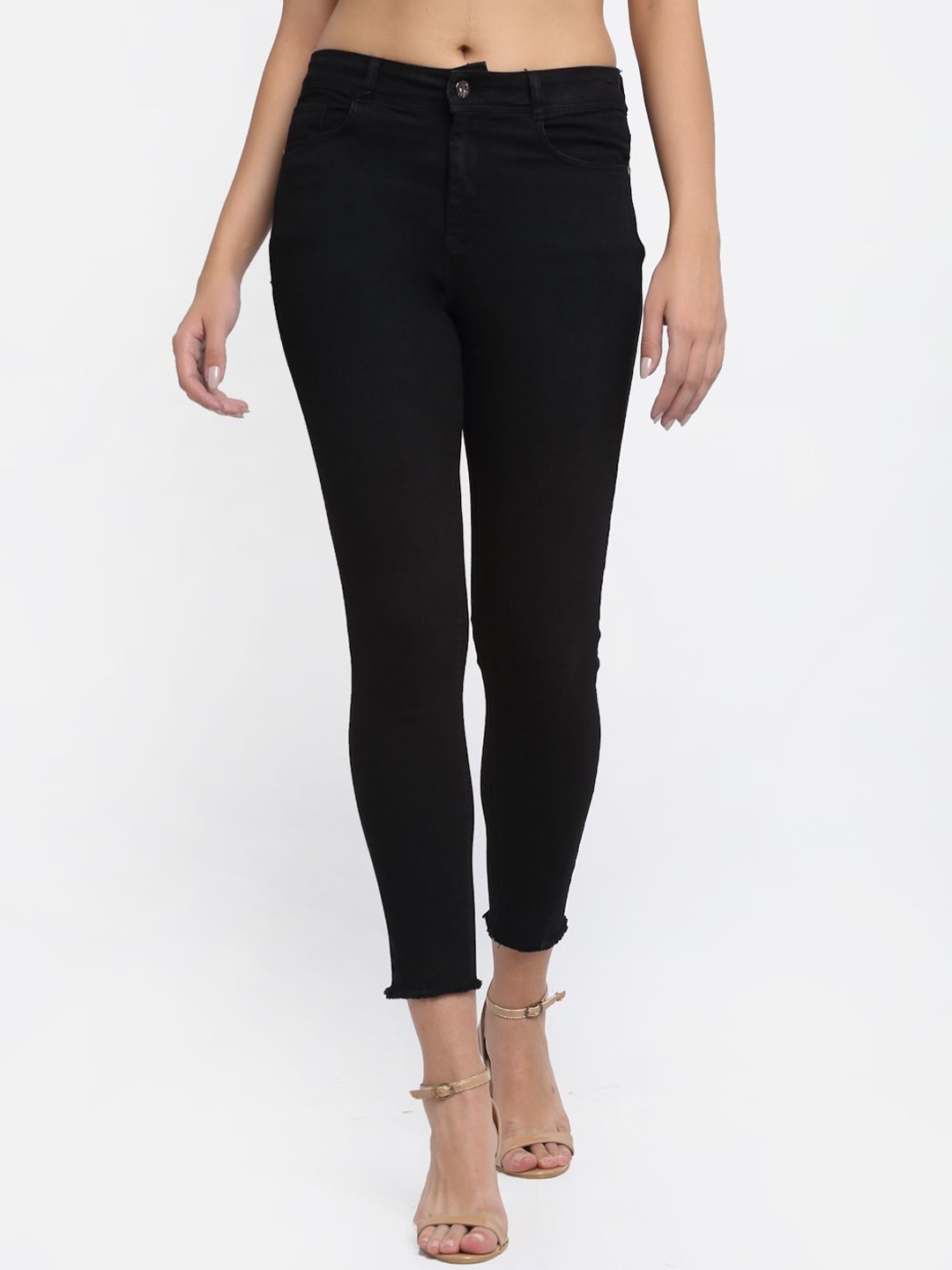 

Global Republic Women Comfort Slim Fit High-Rise Cotton Stretchable Jeans, Black