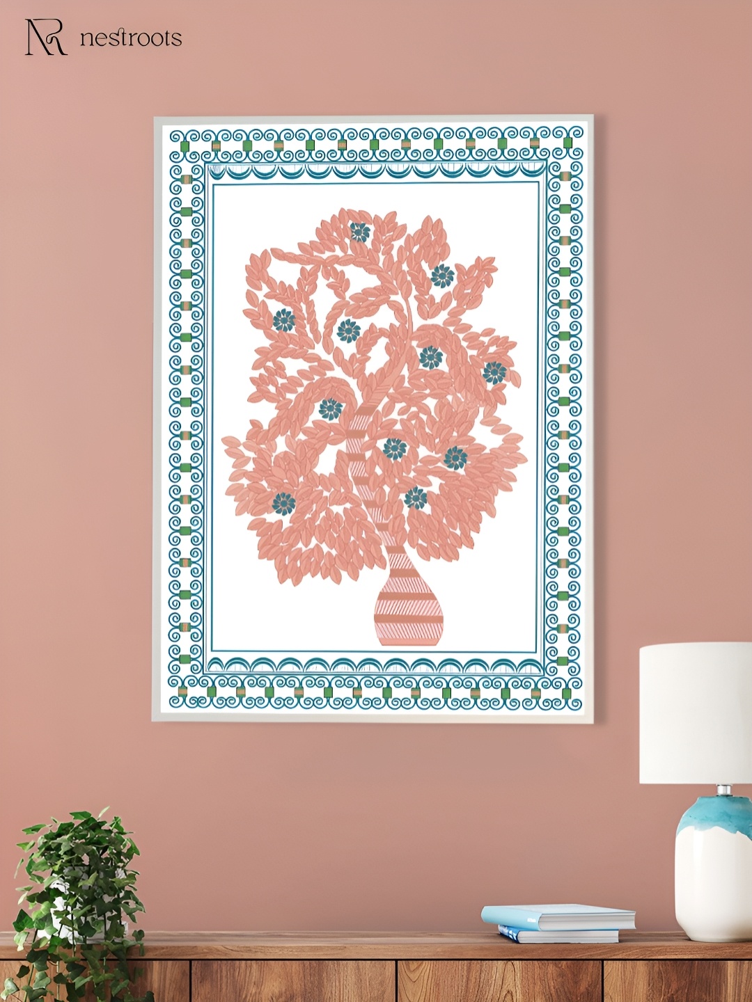 

nestroots Peach-Coloured & White 1 Piece Canvas Religious Wall Paintings