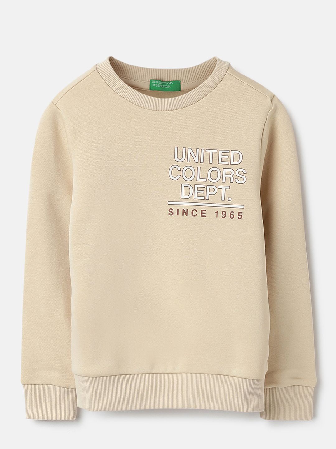 

United Colors of Benetton Boys Typography Printed Round Neck Sweatshirt, Beige