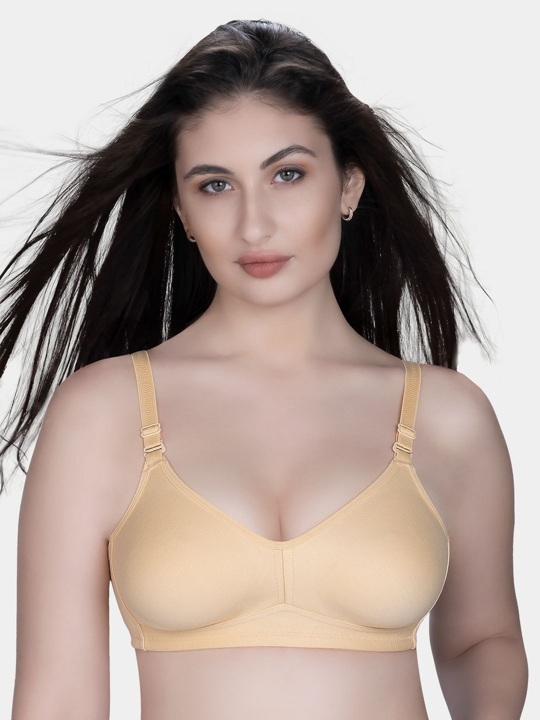 

Trylo Riza Minimizer Cotton Fabric Non-Padded Non-Wired Seamless Molded Bra, Cream