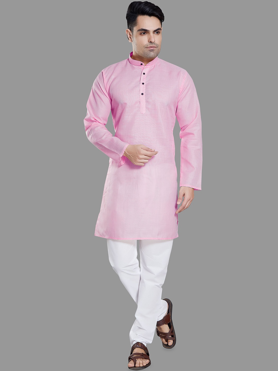 

DIVISIVE Men Regular Kurta with Pyjamas, Pink