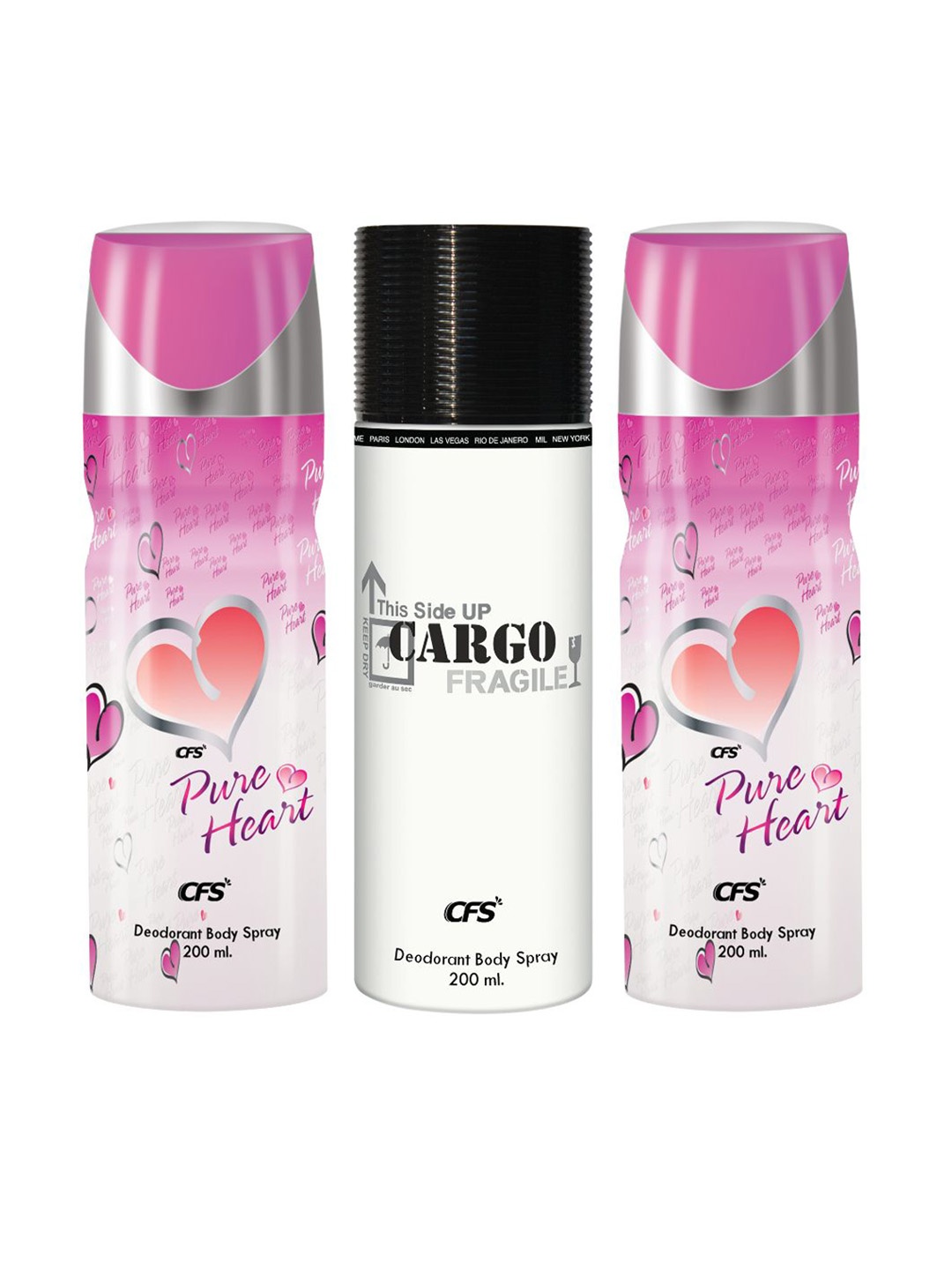 

CFS Set Of 3 Long Lasting Deodorant Body Spray- 200 ml Each, Pink