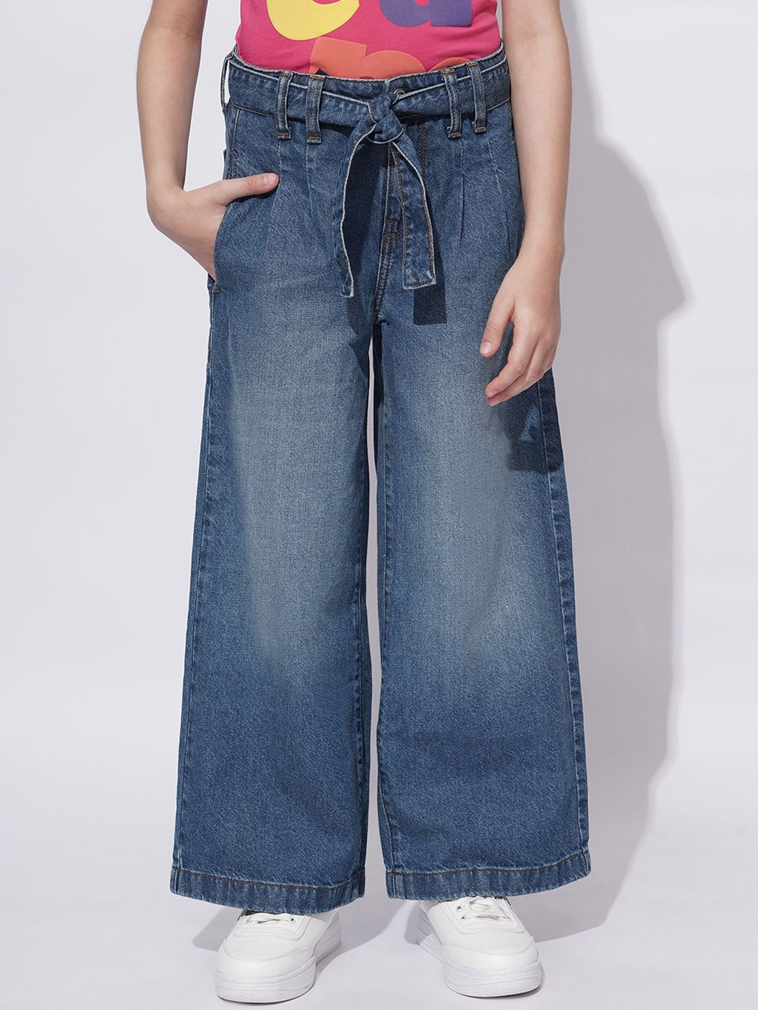

Vero Moda Girls Wide Leg High-Rise Light Fade Jeans, Blue