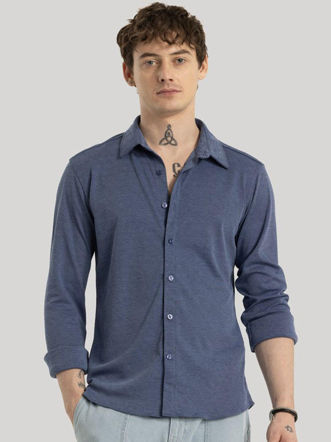 

Snitch Men Smart Slim Fit Opaque Casual Shirt, Blue