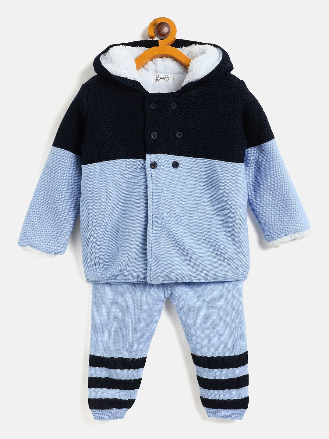 

JWAAQ Unisex Colourblocked Hooded Long Sleeves Sweater with Joggers, Blue