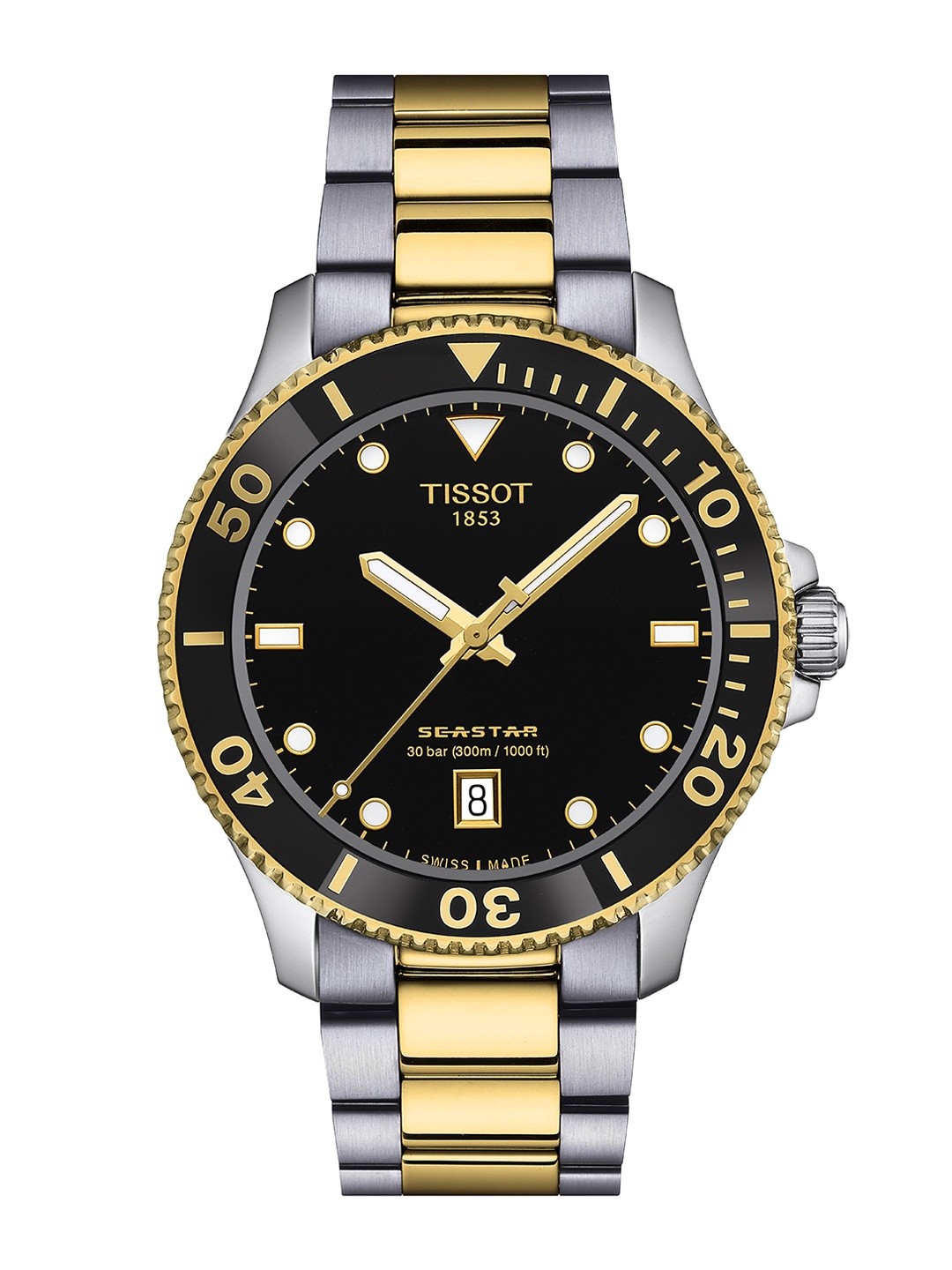 

TISSOT Men Embellished Dial & Stainless Steel Bracelet Style Straps Analogue Watch T1204102205100, Black