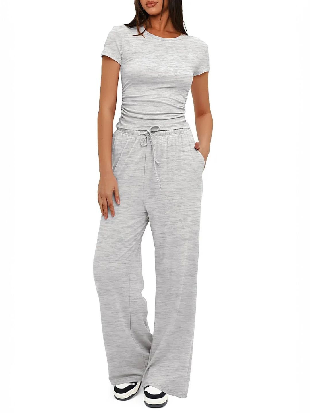 

StyleCast Short Sleeves Top & Trouser Set, Grey