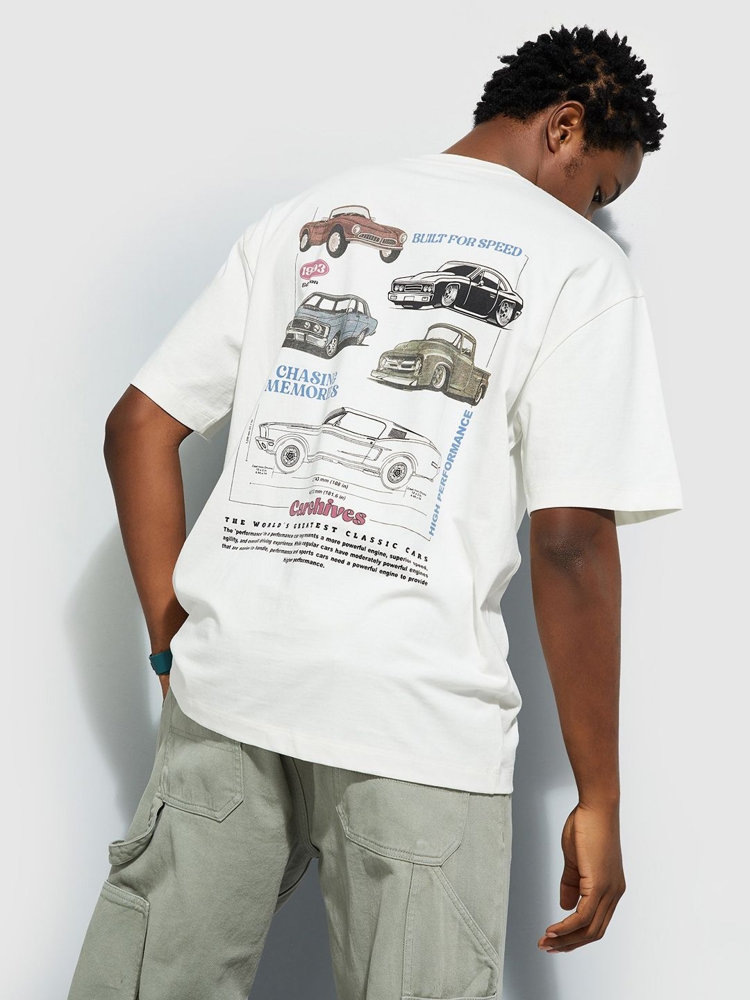 

max URB_N Men Oversized Back Printed T-shirt, Off white