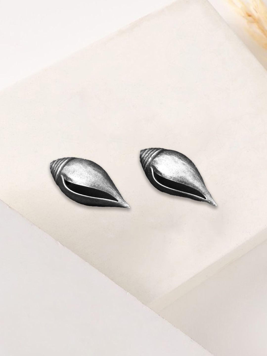 

Adwitiya Collection Silver-Plated Shell Shape Studs