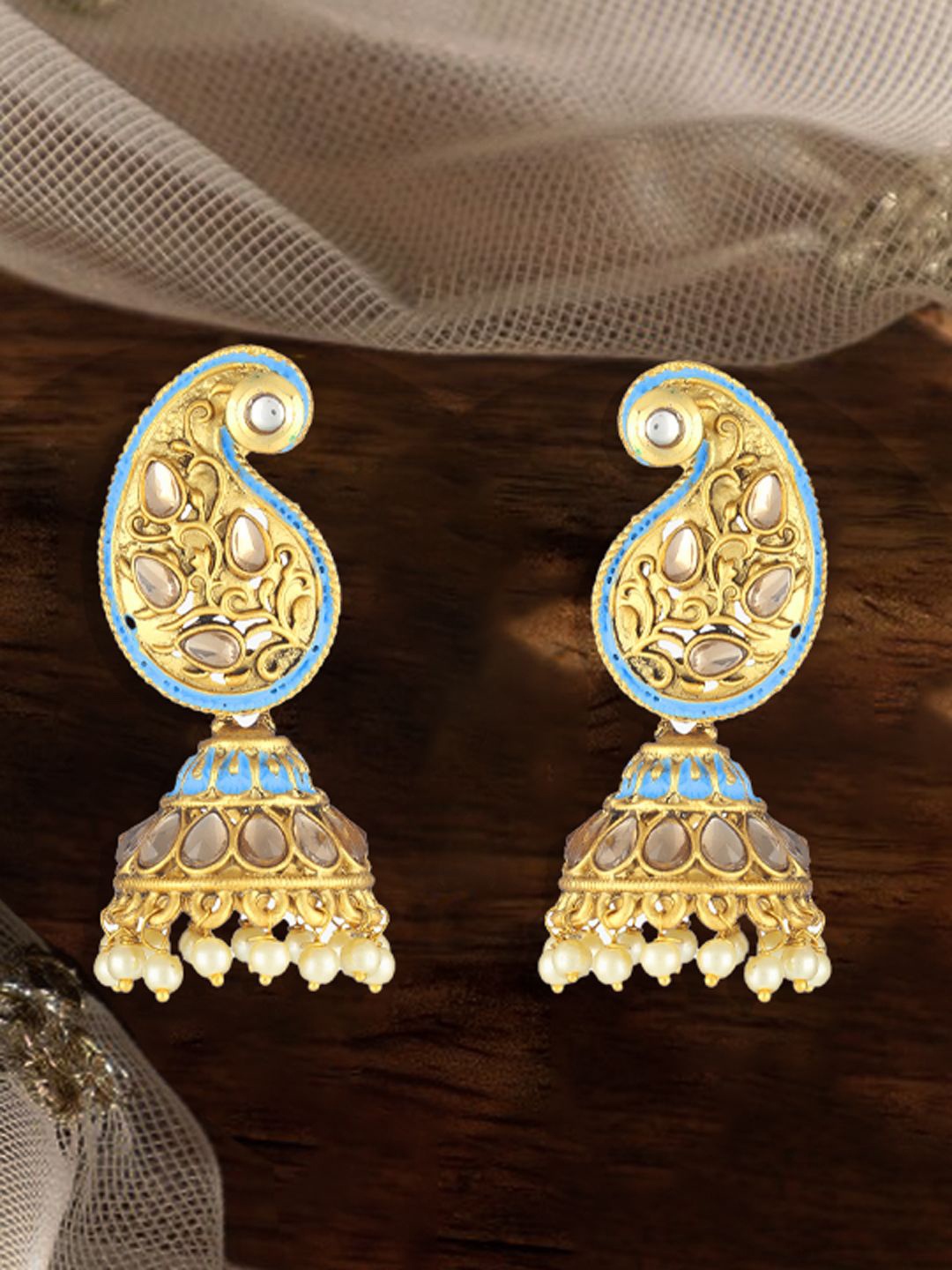 

Adwitiya Collection 24 KT Gold Plated Artificial Stones Dome Shaped Jhumkas