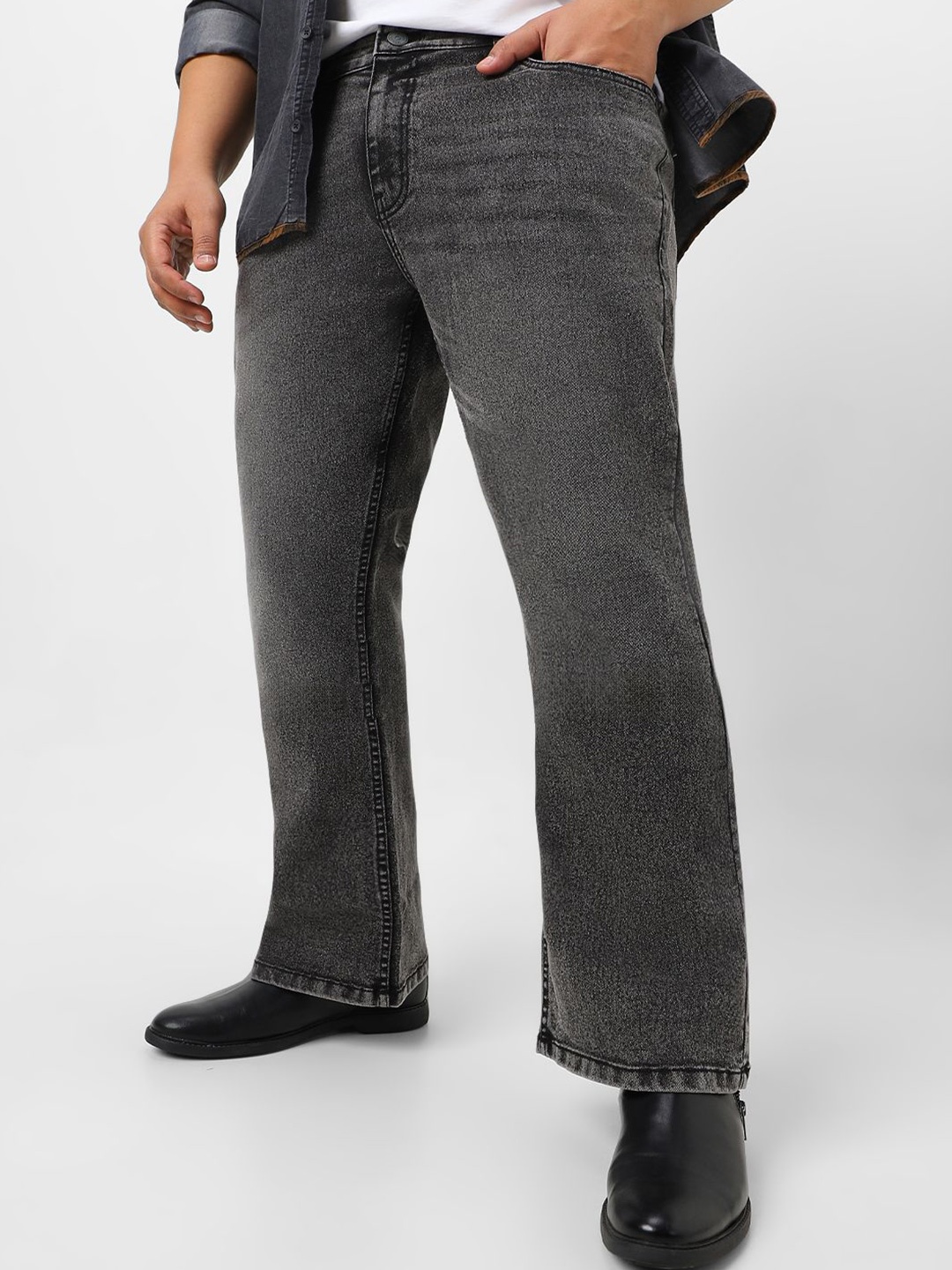 

Urbano Plus Men Bootcut Stretchable Jeans, Black