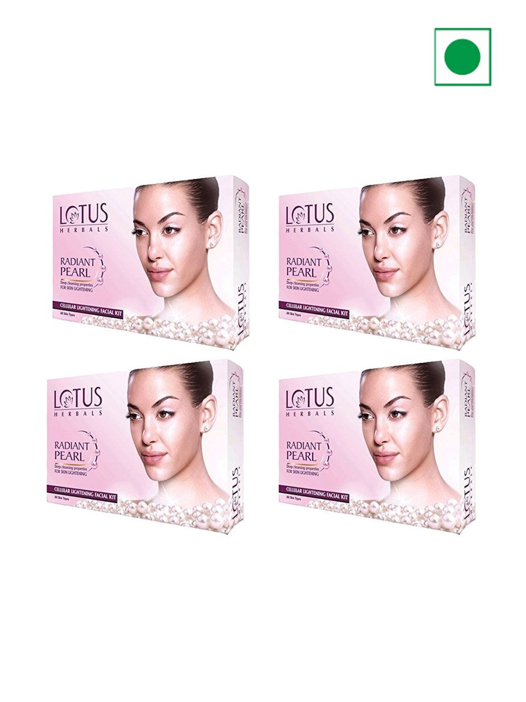 

Lotus Herbals Set Of 4 Radiant Pearl Cellular Facial Kit- 37g Each, White
