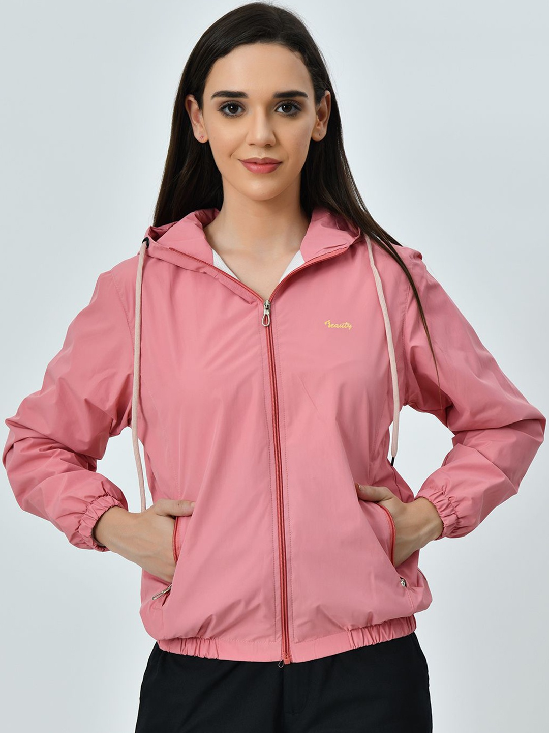 

SMSHOPMORE Women Lightweight Crop Running Padded Jacket, Pink