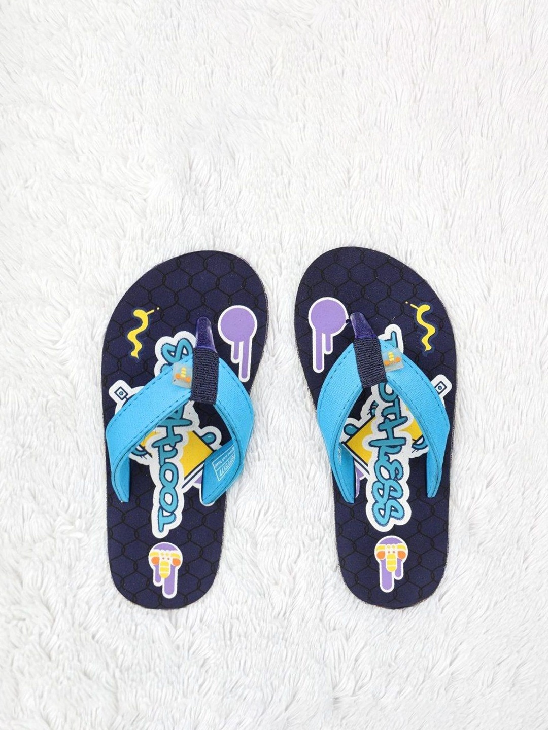 

toothless Boys Printed Rubber Thong Flip-Flops, Navy blue