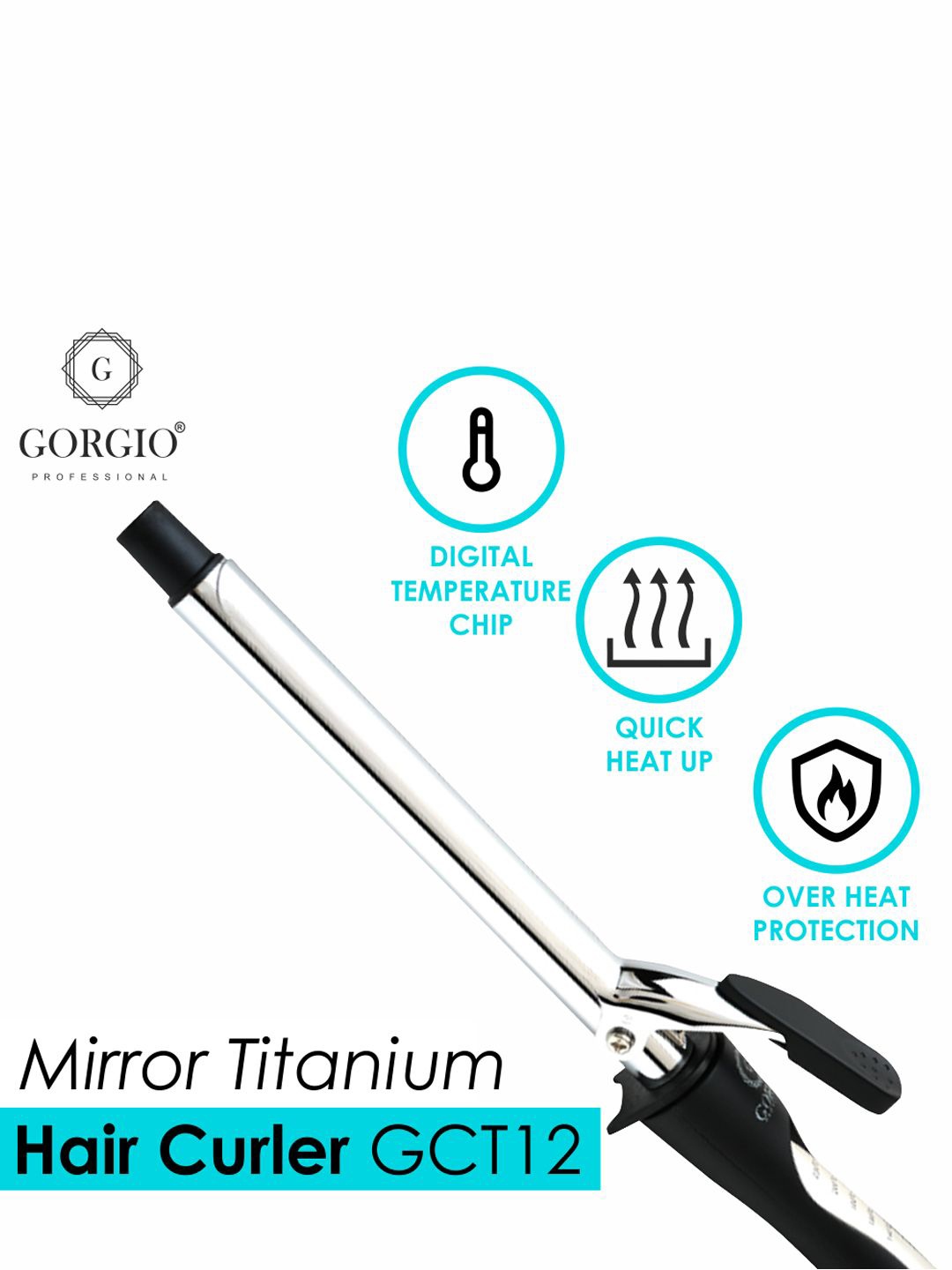 

GORGIO PROFESSIONAL Mirror Titanium Hair Curler- GCT12, Black