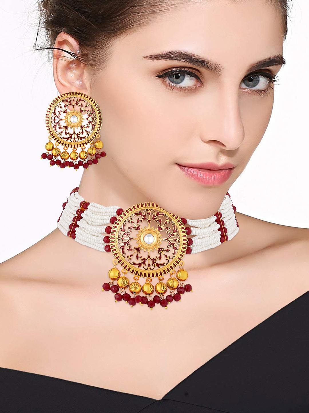 

BDIVA 18K Gold Plated Pearl Beaded Jewellery Set