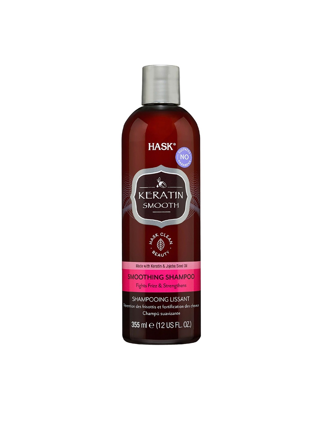 

HASK Women's Keratin Smooth Frizz-Free Strengthening Shampoo-355ml, Brown