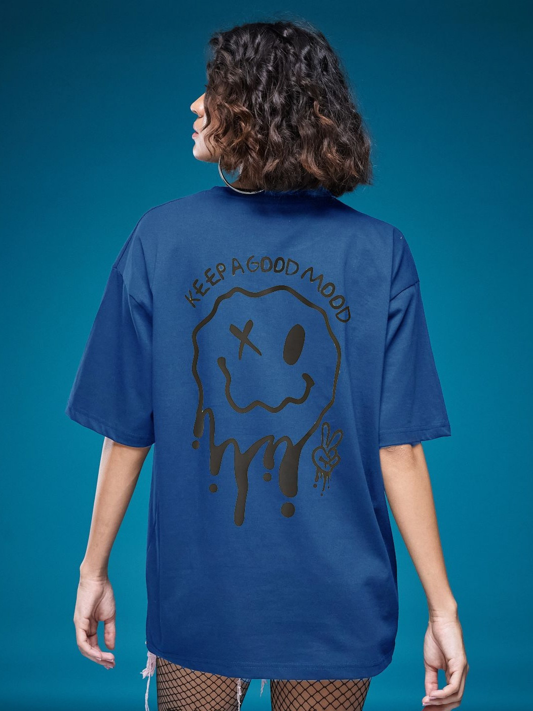 

SMARTEES Women Printed Cut Outs T-shirt, Blue