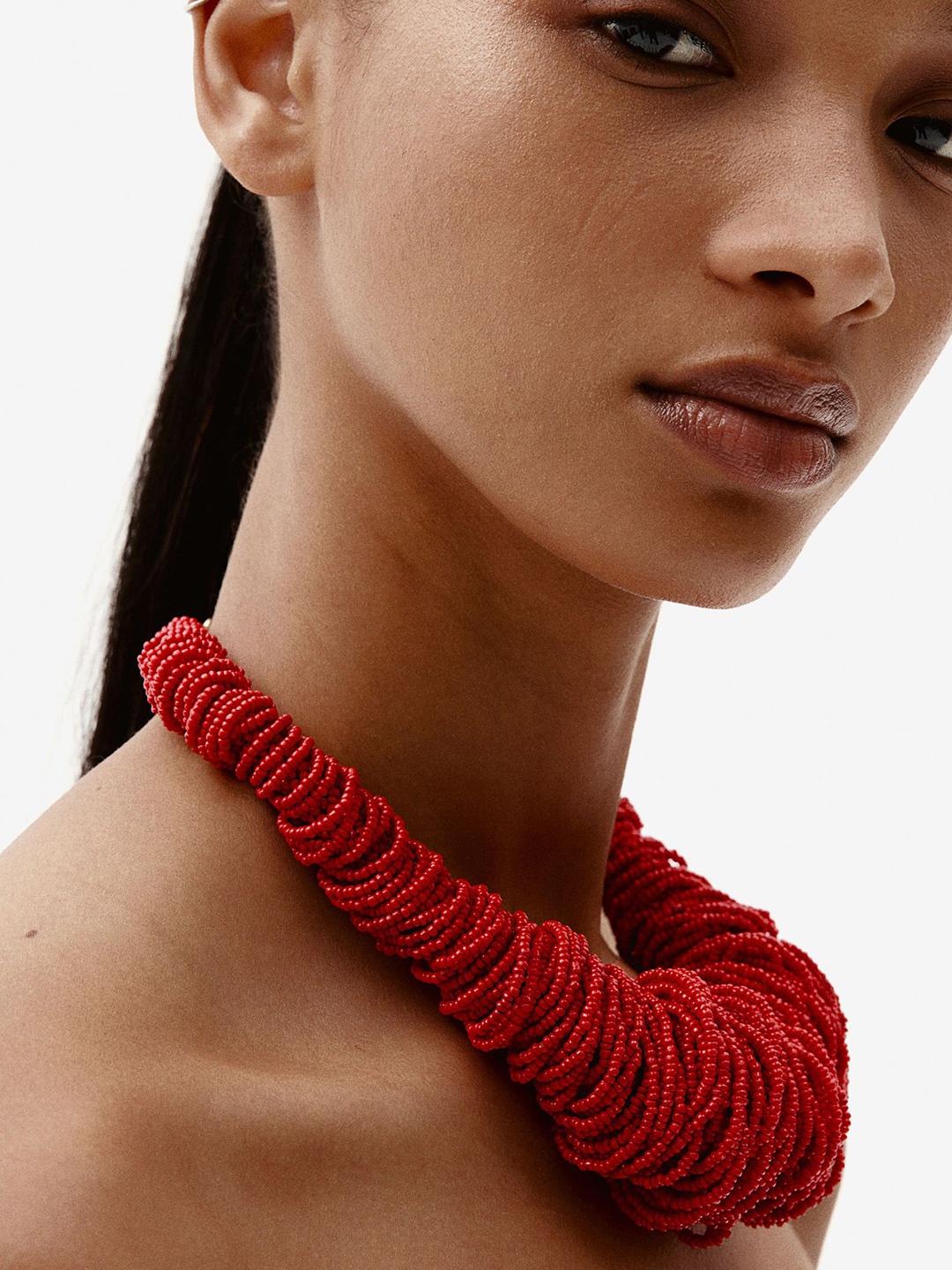 

H&M Glass-Bead Statement Necklace, Red
