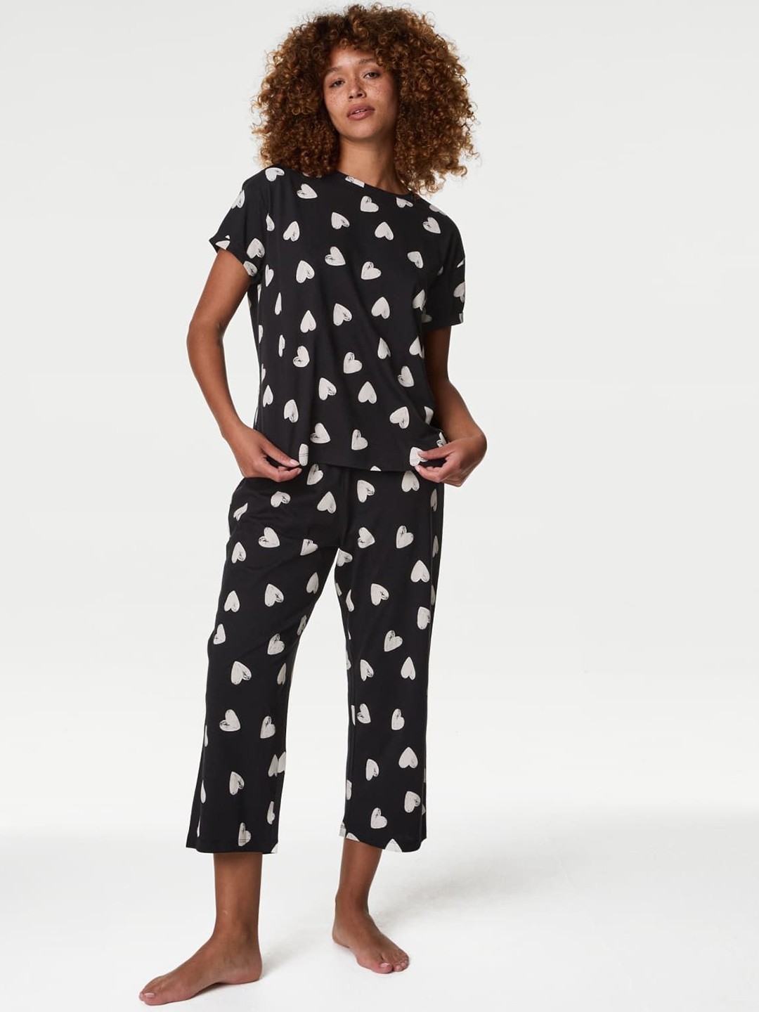 

Marks & Spencer Women Geometric Printed Night suit, Black