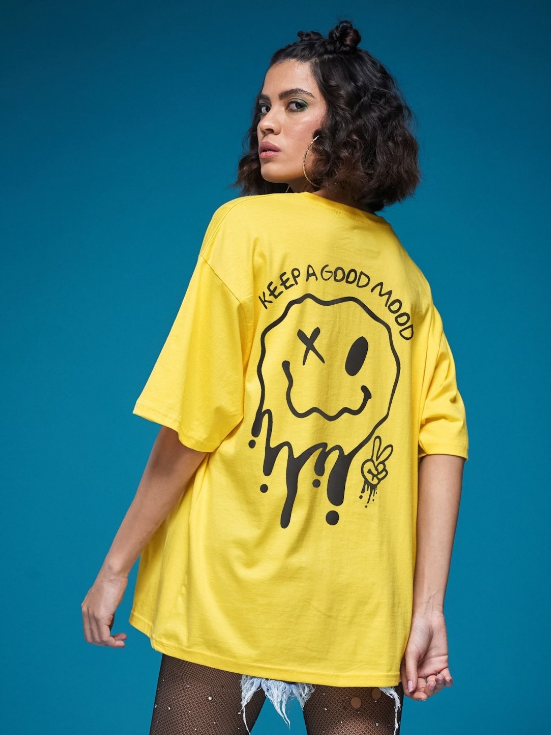 

SMARTEES Women Typography Printed Raw Edge T-shirt, Mustard