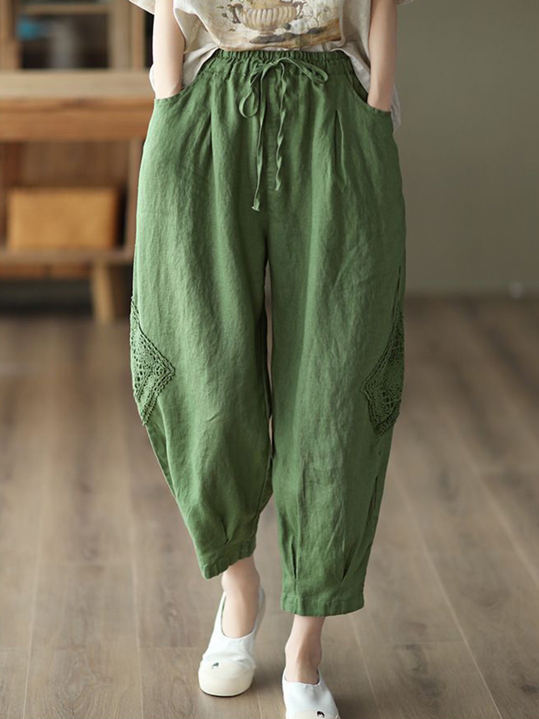 

StyleCast x Revolte Women Loose Fit Easy Wash Joggers Trousers, Green