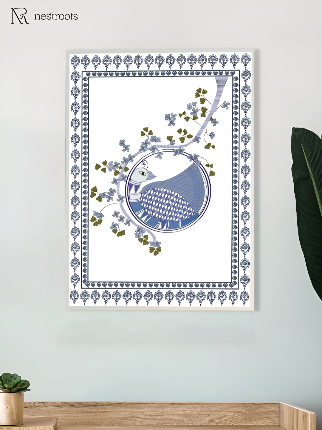 

nestroots White & Blue 1 Piece Canvas Religious Wall Paintings