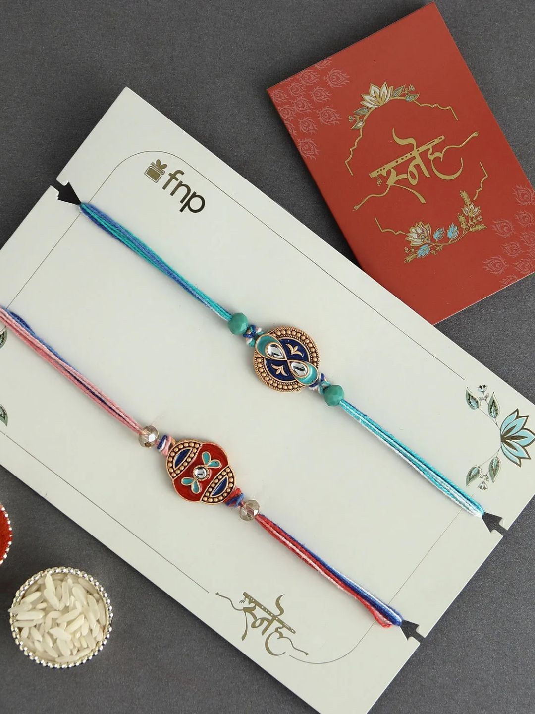 

fnp Cultural Charm Ethnic Rakhi Set Bracelet Rakhis, Gold