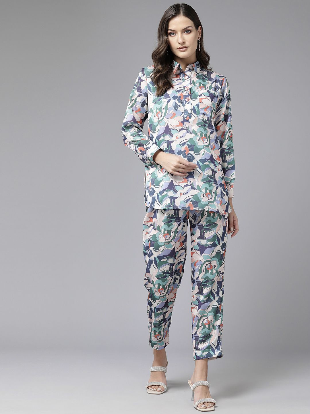 

BAESD Printed Tunic & Trouser Co-Ord Set, Blue