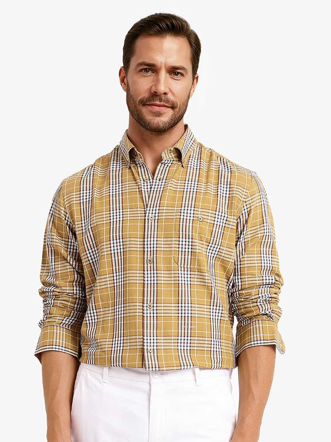 

RARE RABBIT Men Comfort Opaque Checked Casual Shirt, Brown