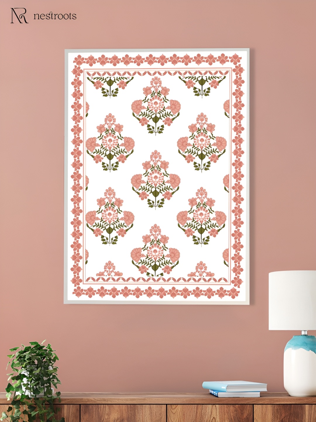 

nestroots White & Pink 1 Piece Canvas Floral and Botanical Wall Paintings